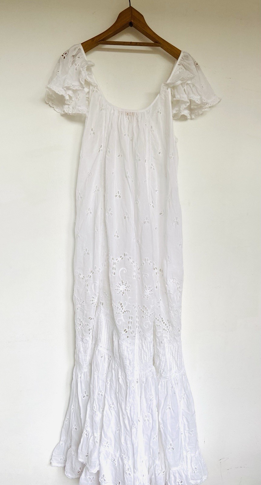ByTIMO Broderie Anglaise White Cotton /viscose Maxi Dress Ladies SZ S 8 – 10