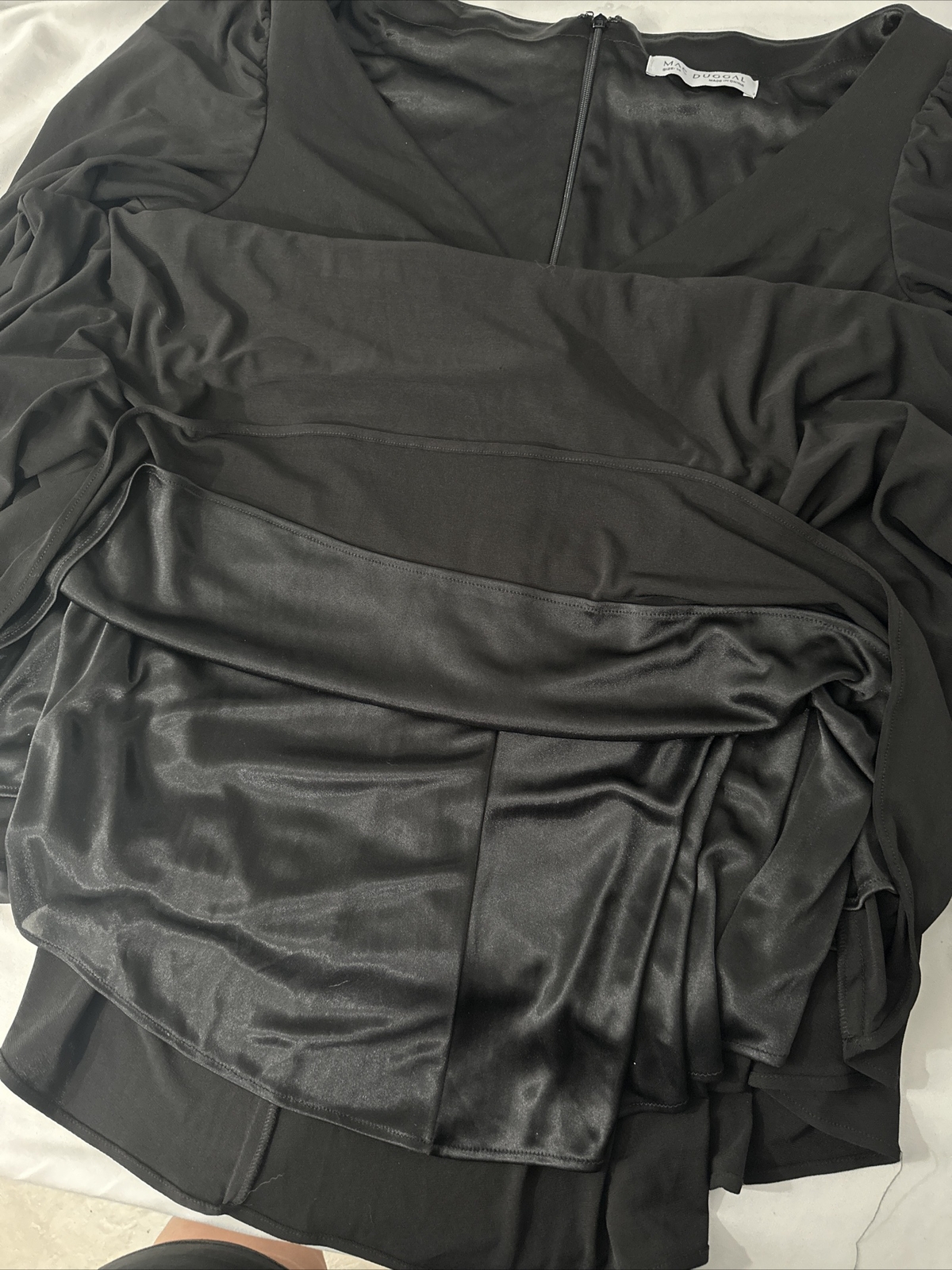 NWD $498 Mac Duggal [ 14 ] Beaded Cuff Long Sleeve Wrap Over Trumpet Gown #G1993