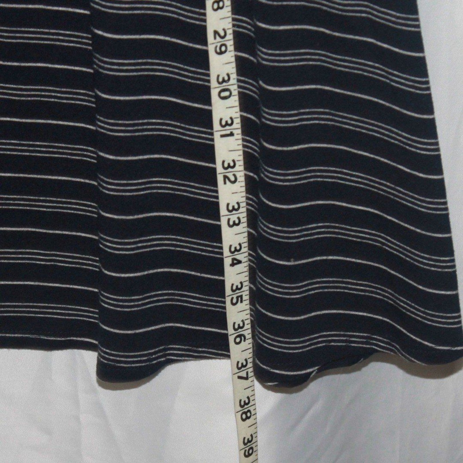 Honey&Lace Navy Blue & White Striped Tank Top Knee Length Dress w Pockets Size M