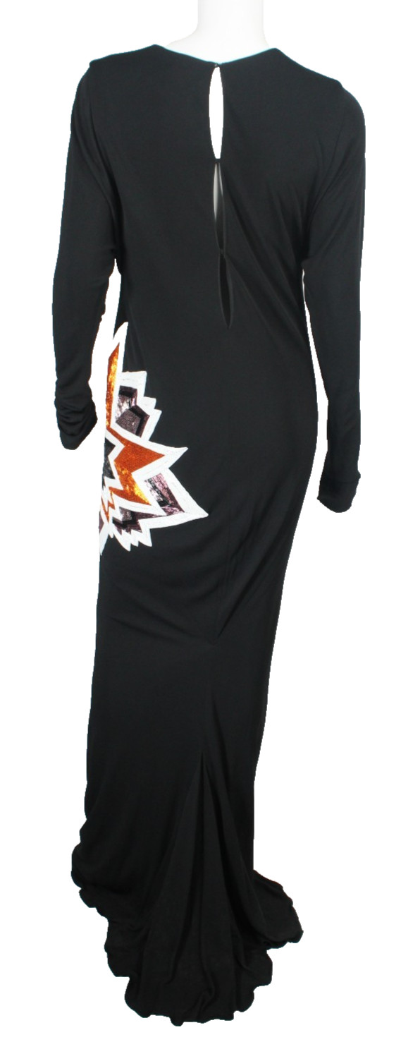 TOM FORD $7,980 Fall 2023 ARCHIVE Black Crepe Beaded Star Evening Gown 40