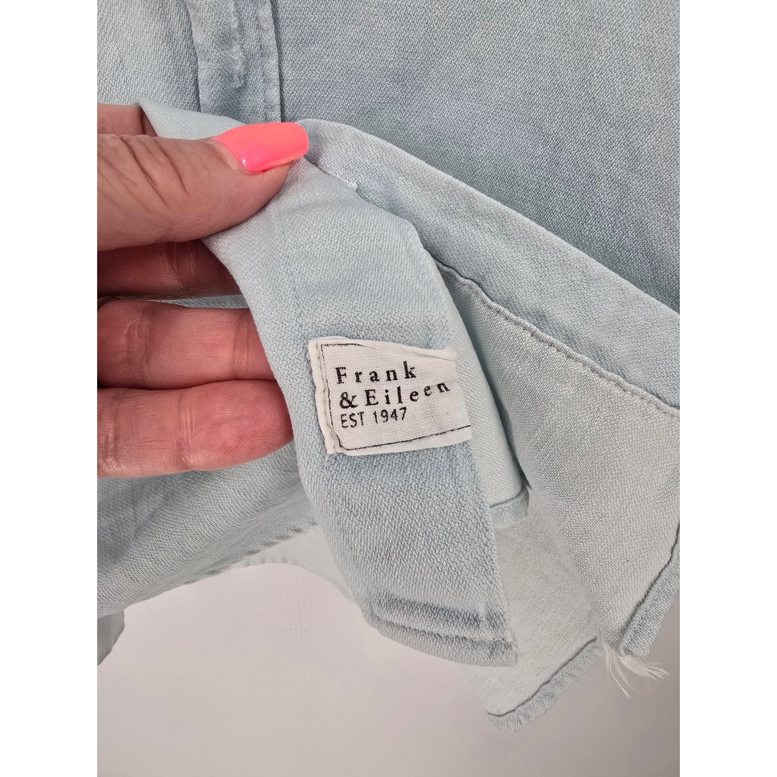 Frank & Eileen Mary Light Blue Distressed Denim Button Shirt Dress Size XL