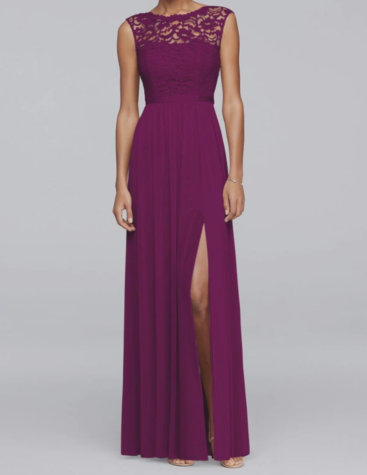 Sangria Purple Lace Bodice Long Gown Size 18 2X Maxi Dress Wedding Bridesmaid