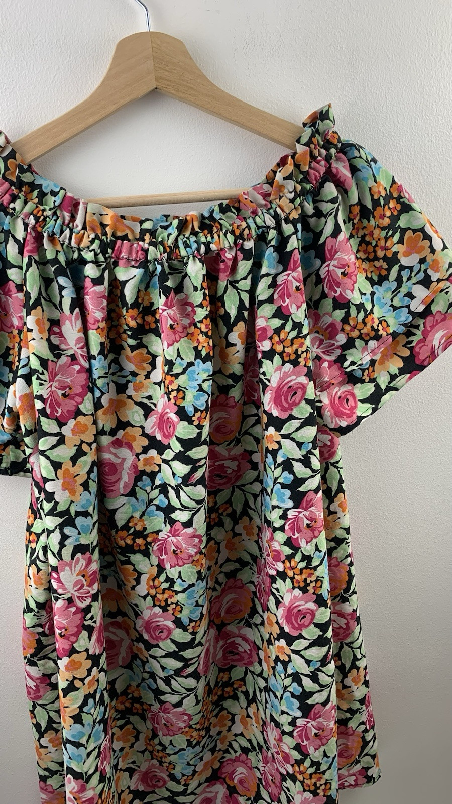 Multicoloured Floral Off The Shoulder Summer Dress Size 14