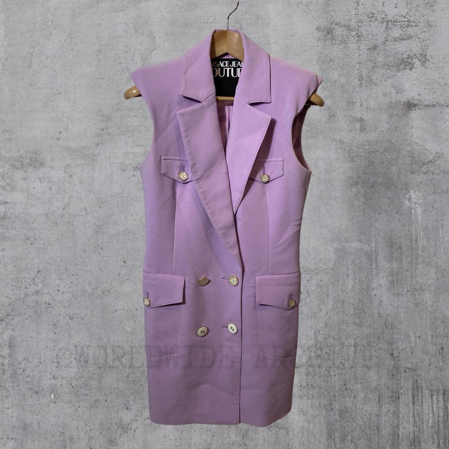 ⁠Versace Jeans Couture Lavender Sleeveless Blazer Mini Dress Vest IT 42 US 6