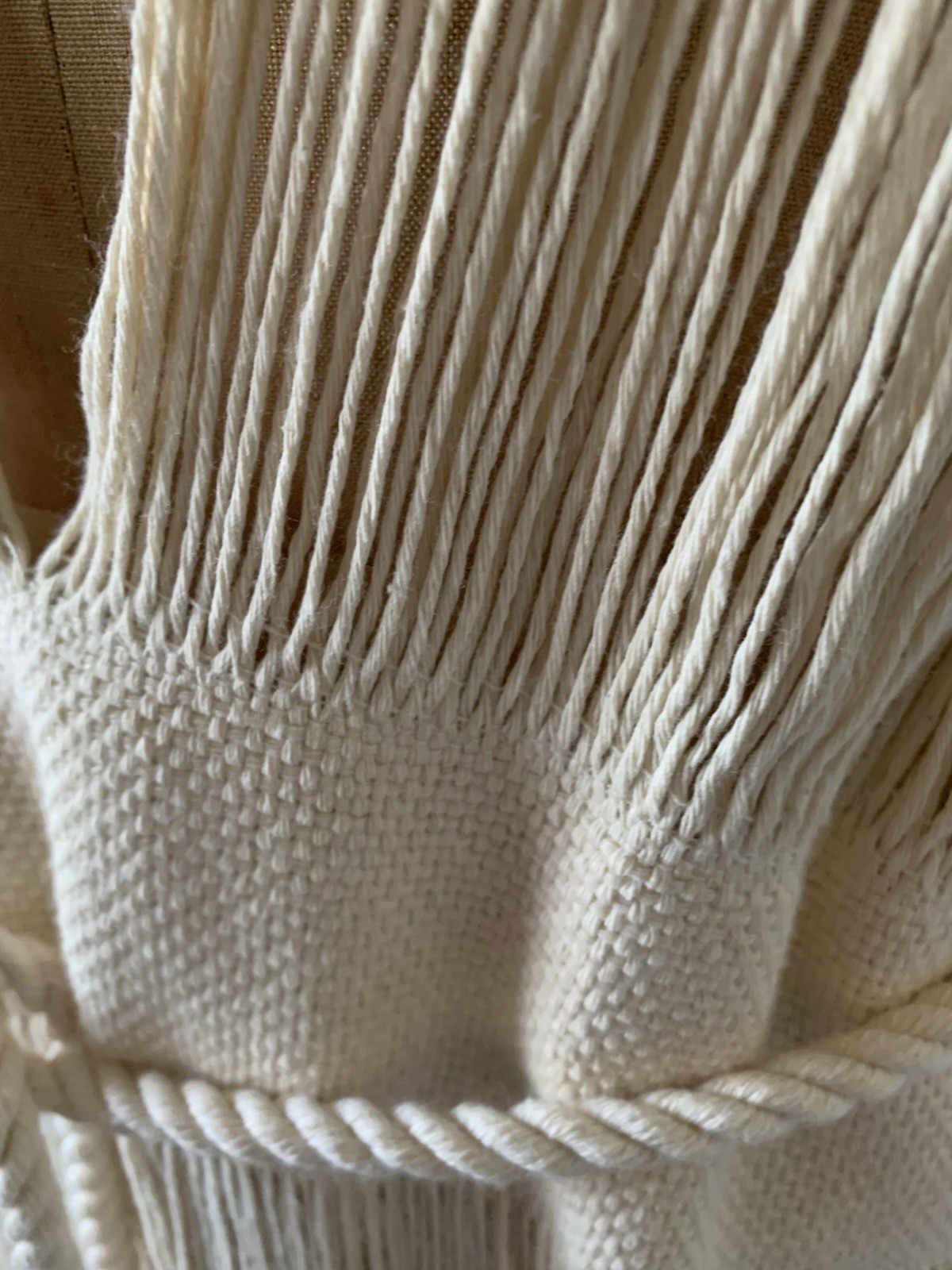 Hand Wovan Macram Cover Up Cotton Dress With Fringes Handmade Mexico