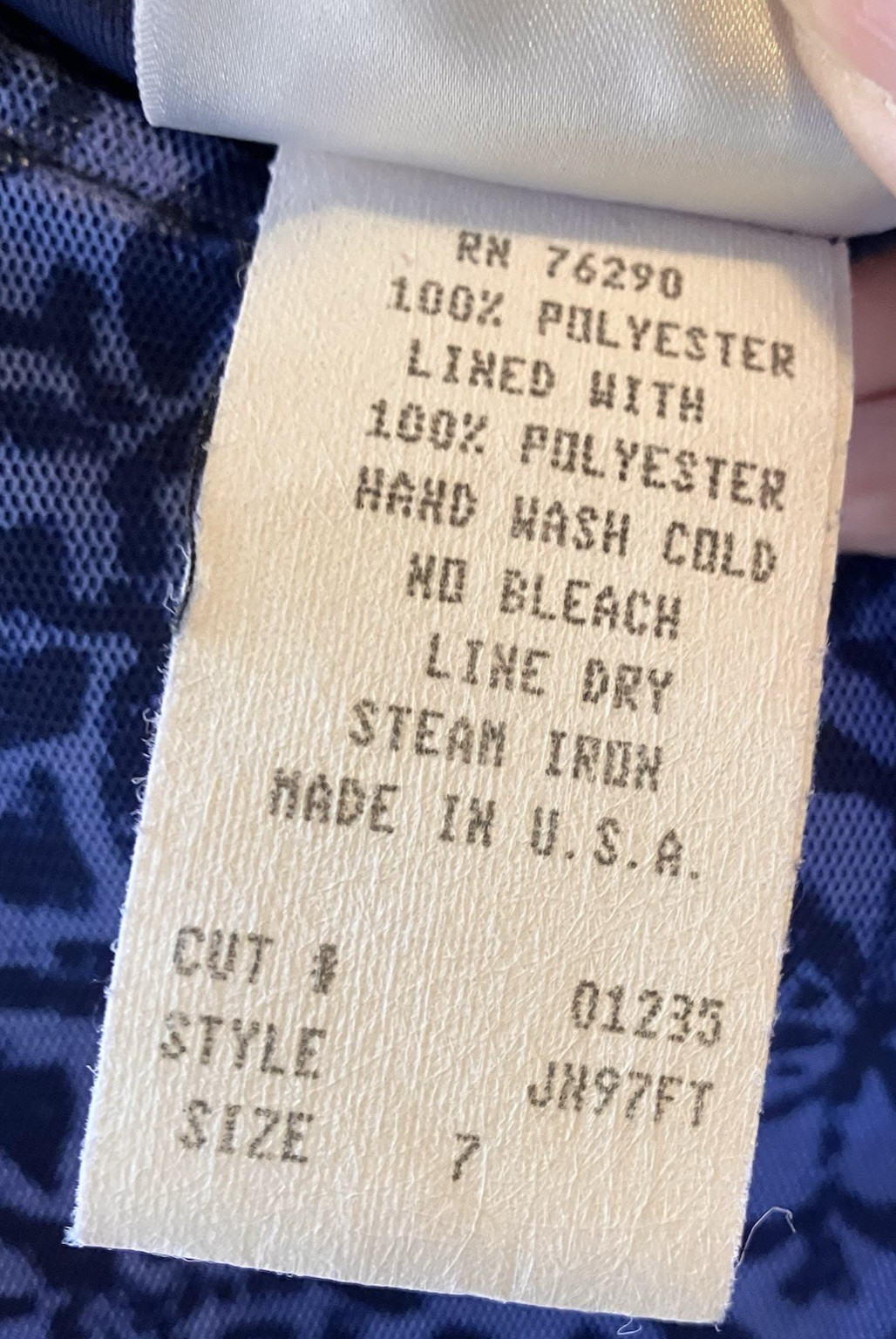 Vintage 5-7-9 Juniors Blue Mesh Lined Long Dress Size 7 Butterfly Heart USA Made