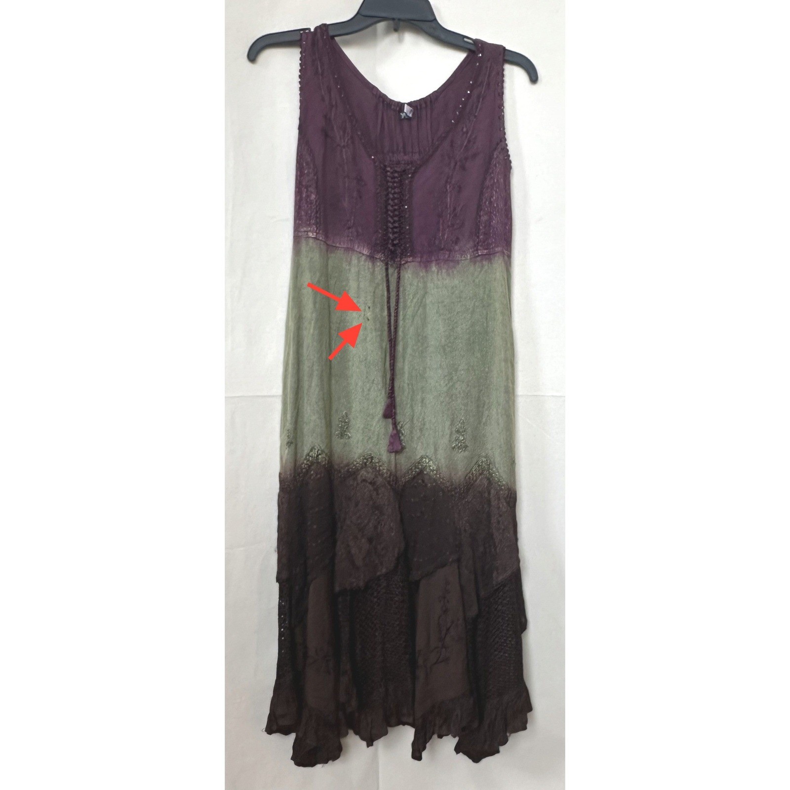 Boho Gipsy Fairy Goblin Patchwork Embroidered Maxi Dress Free Size India *FLAWED