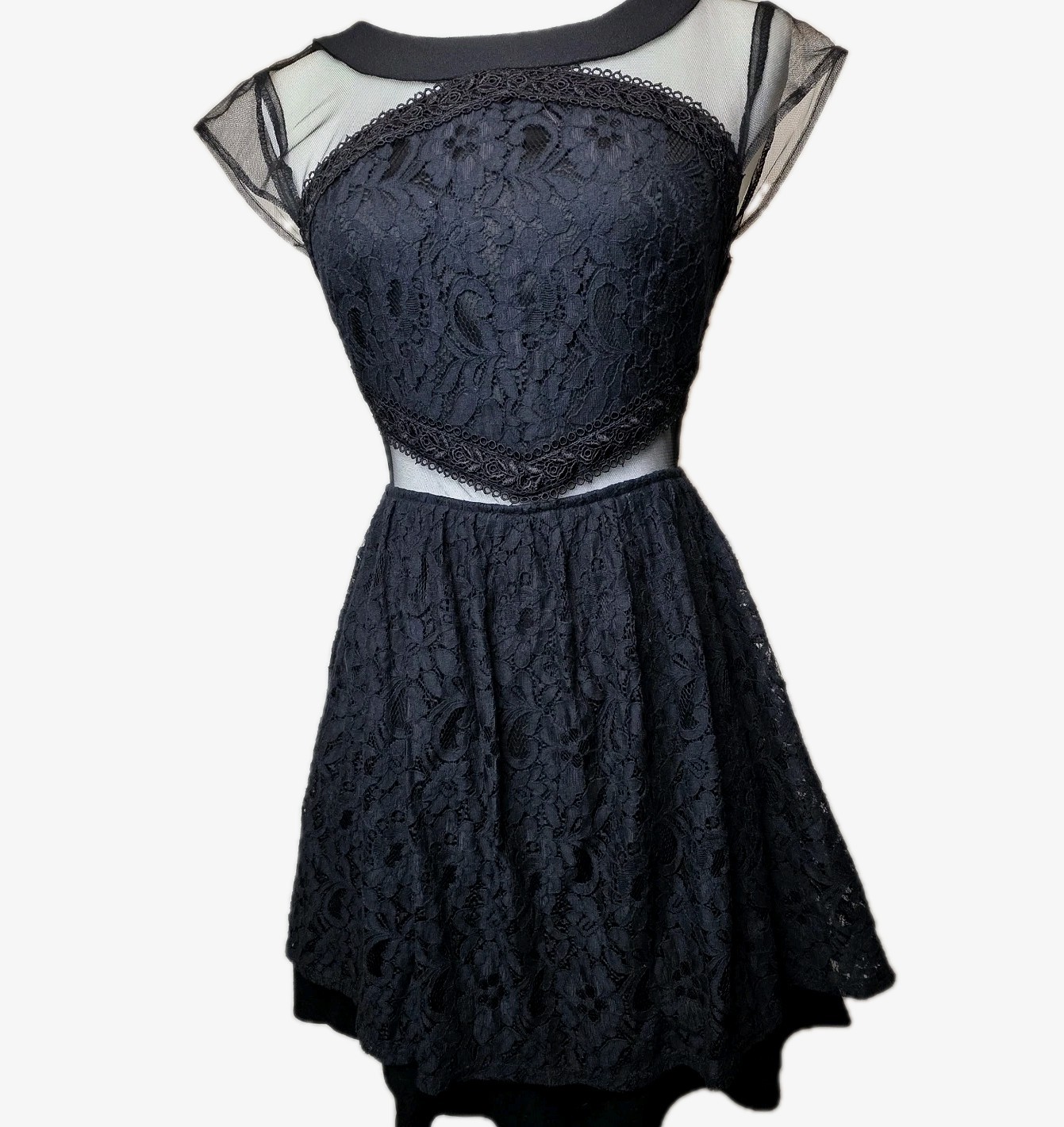 Vintage 90s Y2k Dress 3 Goth Dark Fairy Romance Sheer Mesh Lace Mini Sexy LBD
