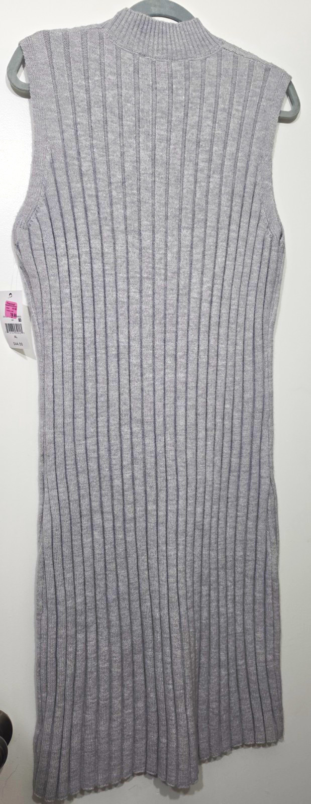 Ophelia Roe Women’s Gray Ribbed Knit Sweater Dress Crew Neck Midi XL
