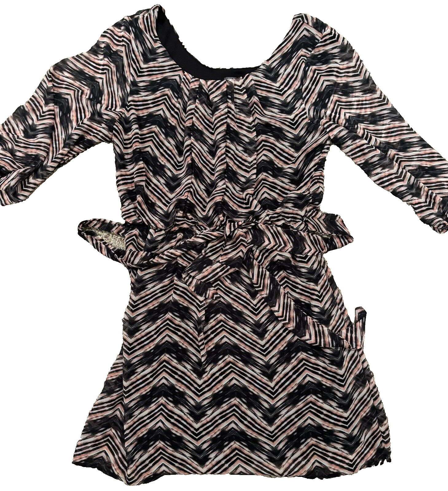 LILY ROSE dress – mini knee-length tie waist black pink white pullover sz L