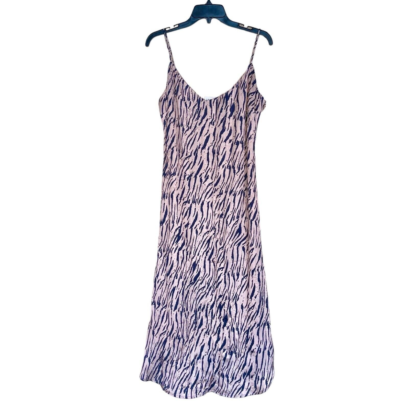 Midi Slip Dress L Blush Beige Zebra Printed Large NWT Le Lis Spaghetti Strap