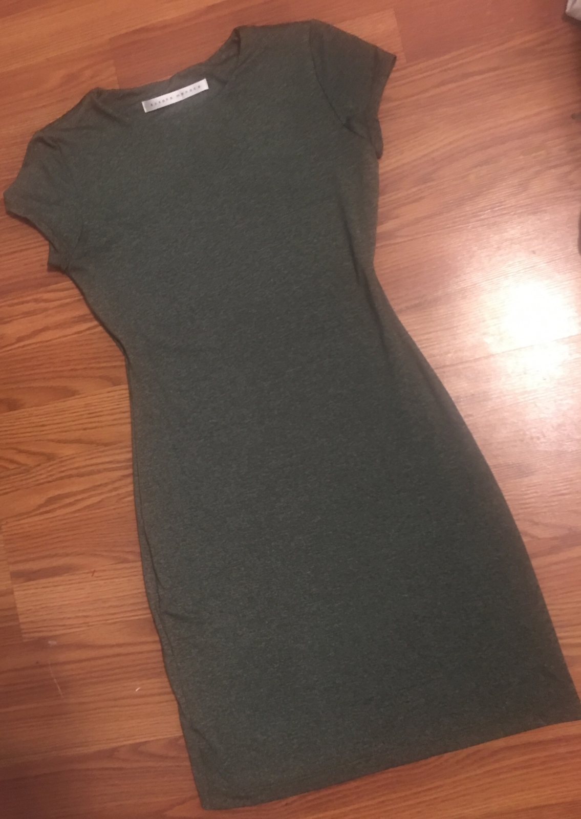 Susana Monaco Dress Gray Cap Sleeve Nylon Poly Lycra Round Neckline Size XS