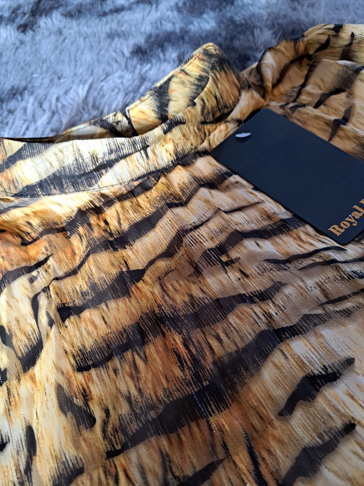 Royal Belle Pleated Print Shift Dress One Size Please See Measurements