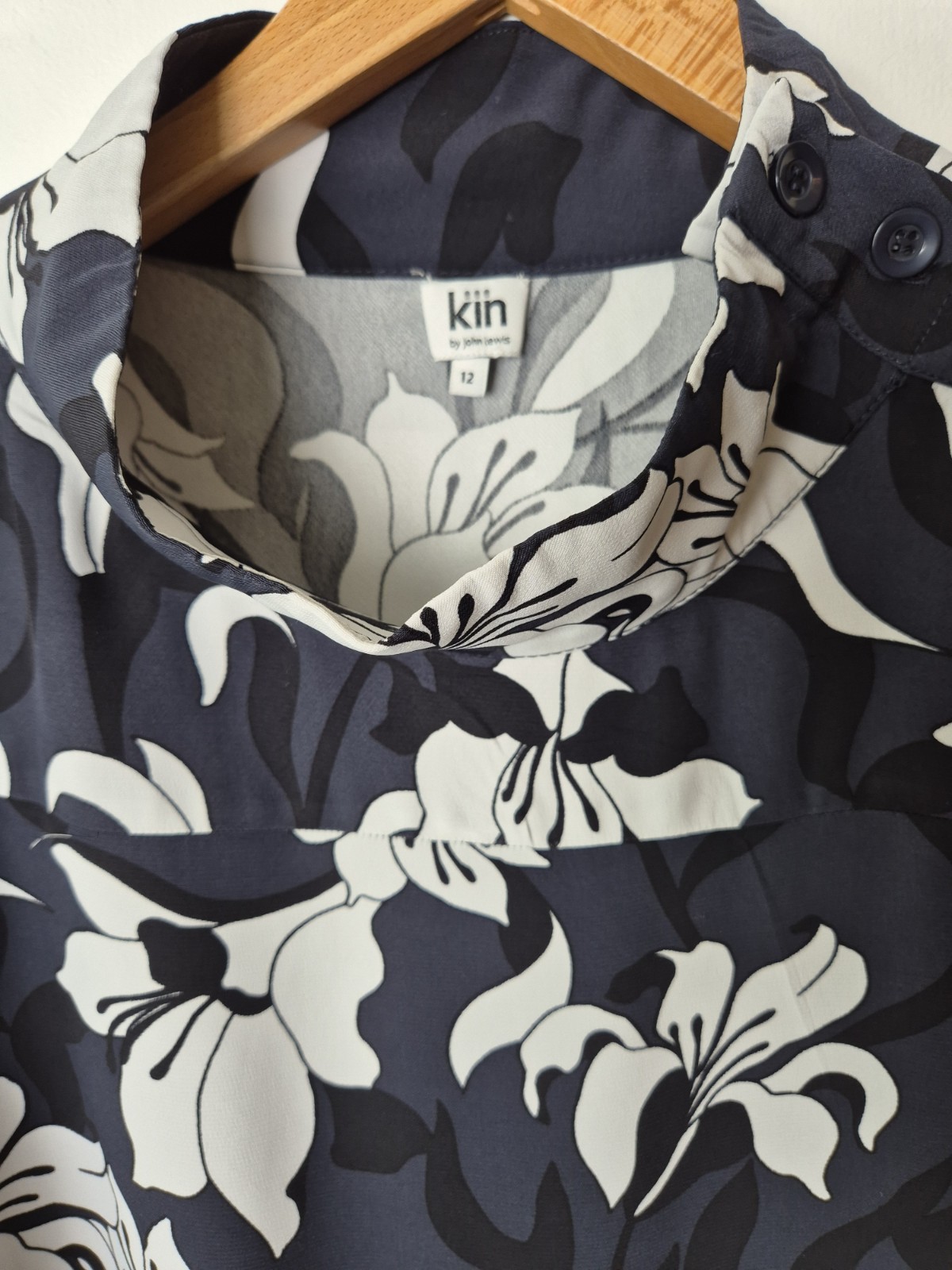 KIN John Lewis Loki Floral Print Button Collar Midi Dress Size 12