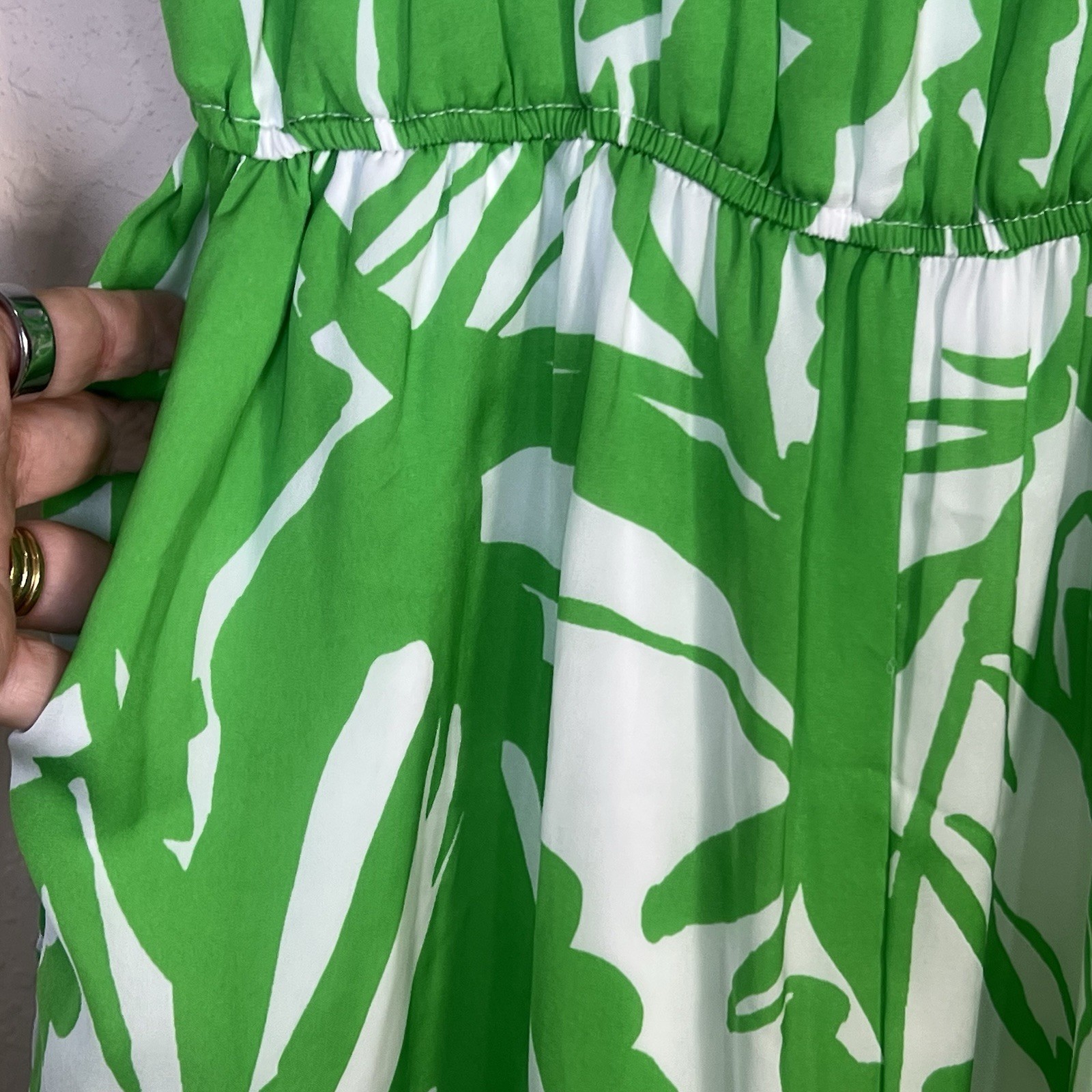 Lilly Pulitzer for Target Green White Palm Leaf Jumpsuit Wide-Leg Sleeveless M