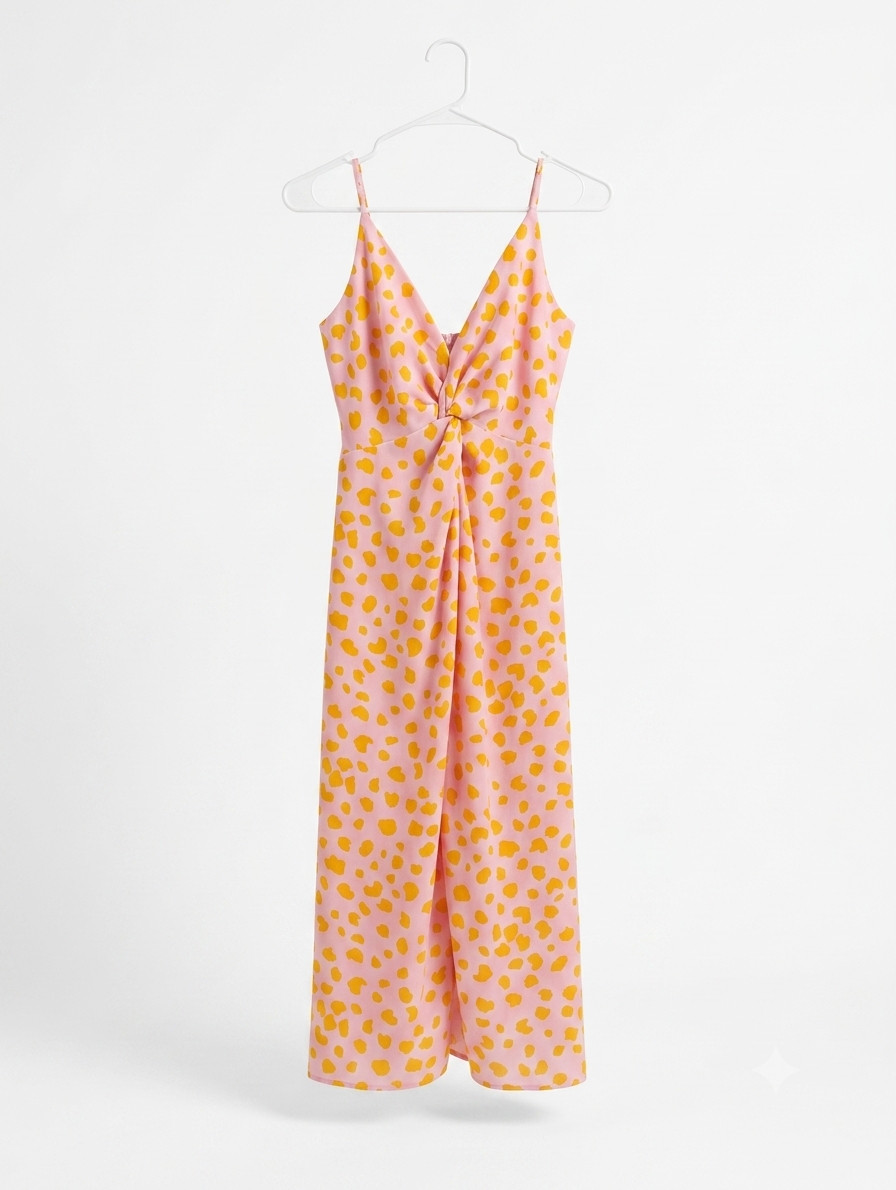 Nordstrom Leith women’s size S pink yellow print day to evening cocktail dress