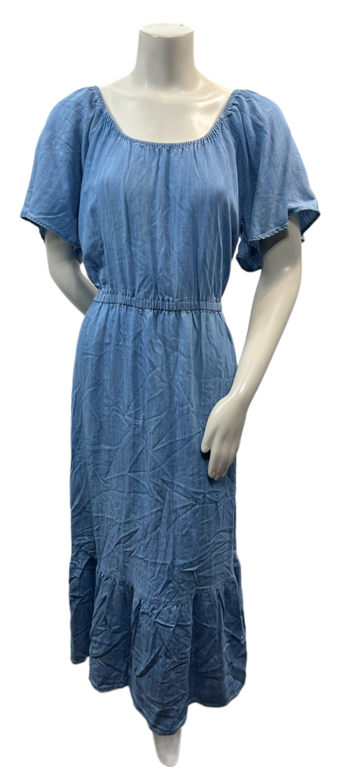 Style and Co Midi Dress Womens Plus size 1X Blue On off Shoulder Chambray New