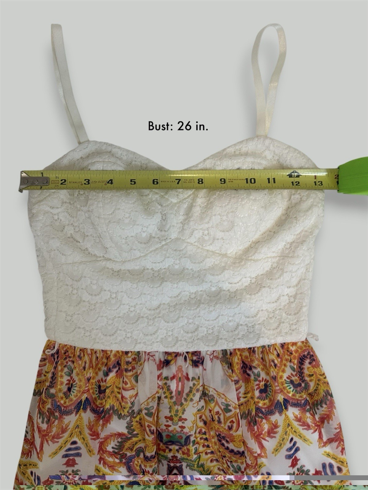 Lily Rose White Lace Bodice Paisley Elegant Women’s Maxi Dress – Size S