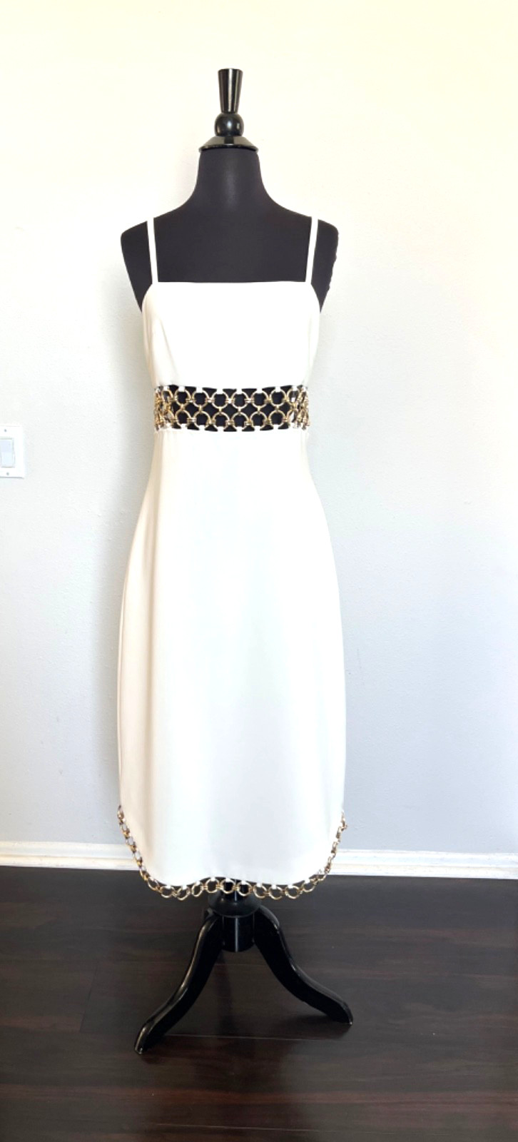 Alexis Tale Dress Sz S Gold Chain-link Cutout Ivory Bridal Euro Summer