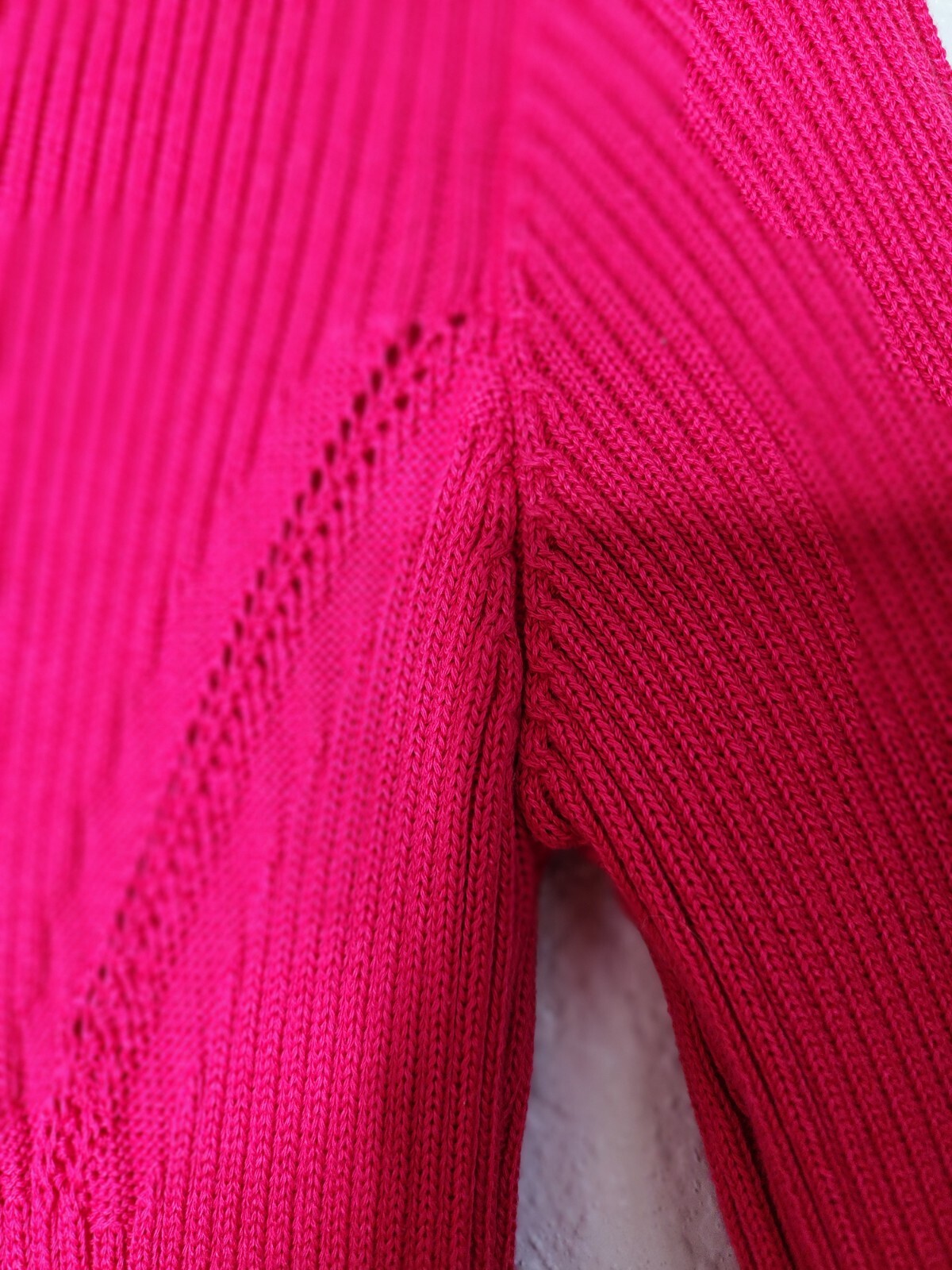 Cedric Charlier Colorblock Knit Midi Dress in Navy and Dark Pink Size 2