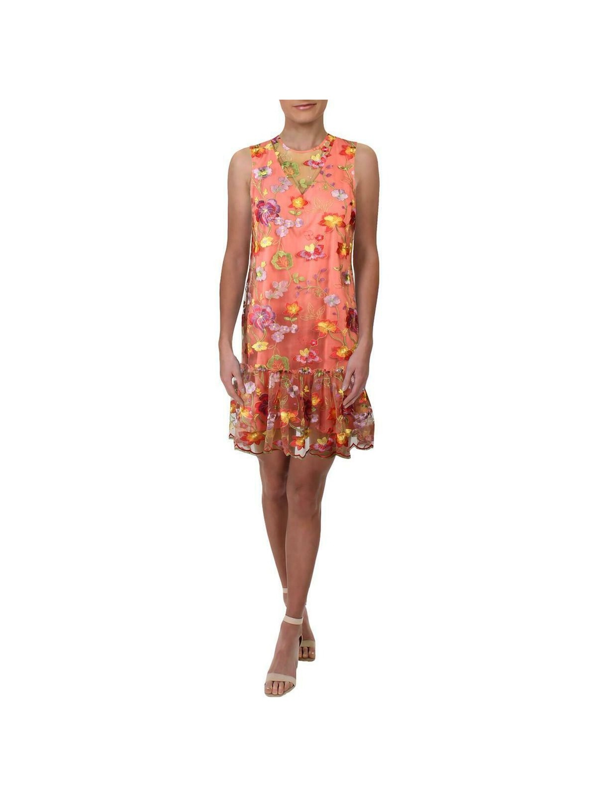 TRINA TURK Womens Pink Sleeveless Short Evening Fit + Flare Dress 0