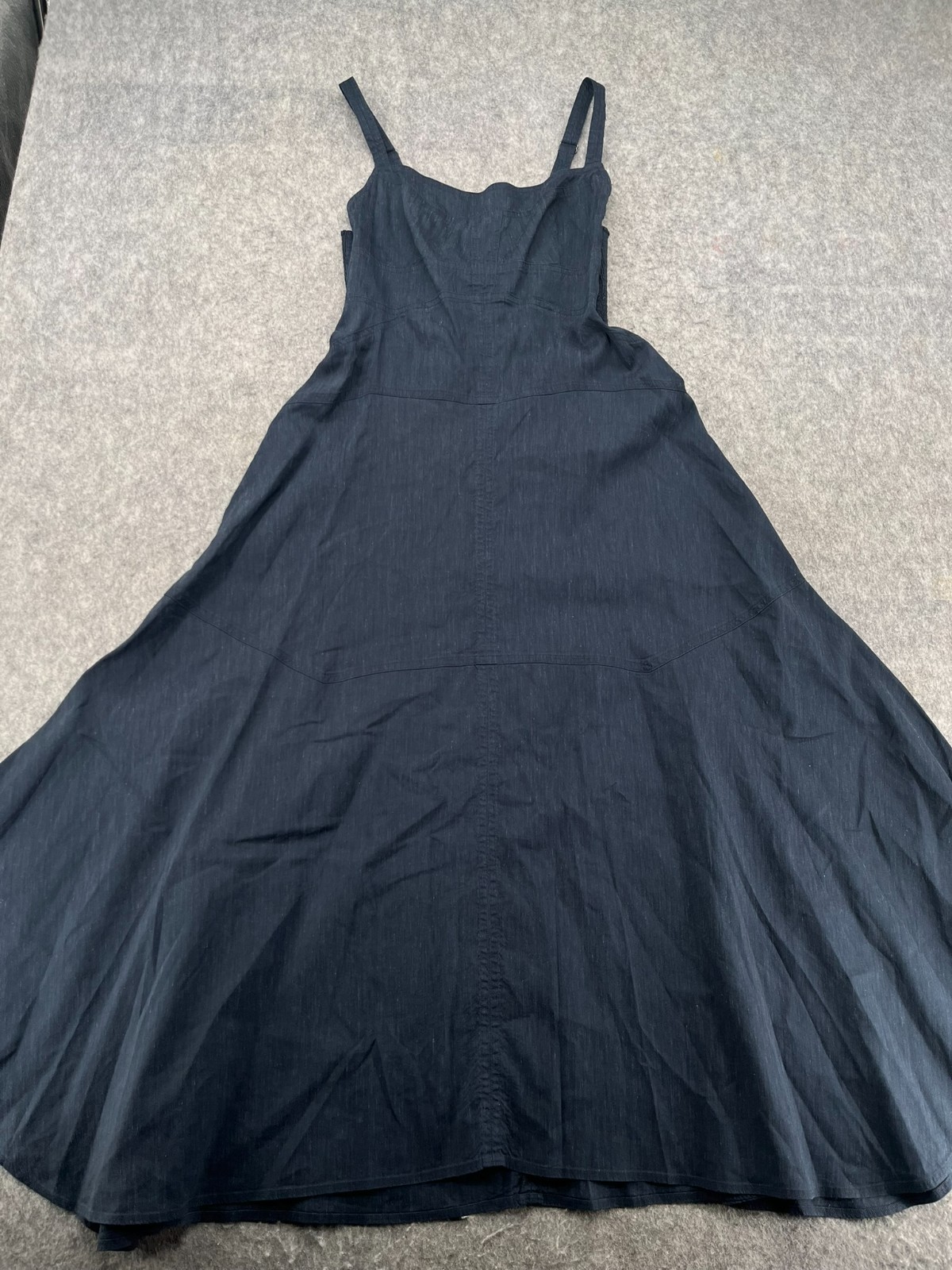 A.L.C. Navy Blue Harlow Linen Sleeveless Midi Dress Size 8