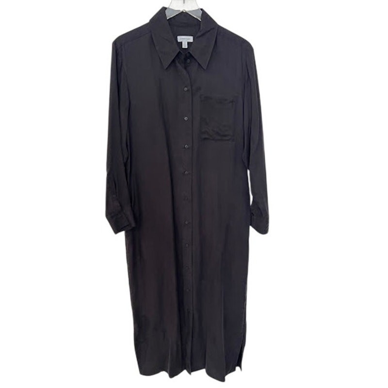 Nordstrom Women’s Black Long Sleeve Button-Up Shirt Dress M Minimalist