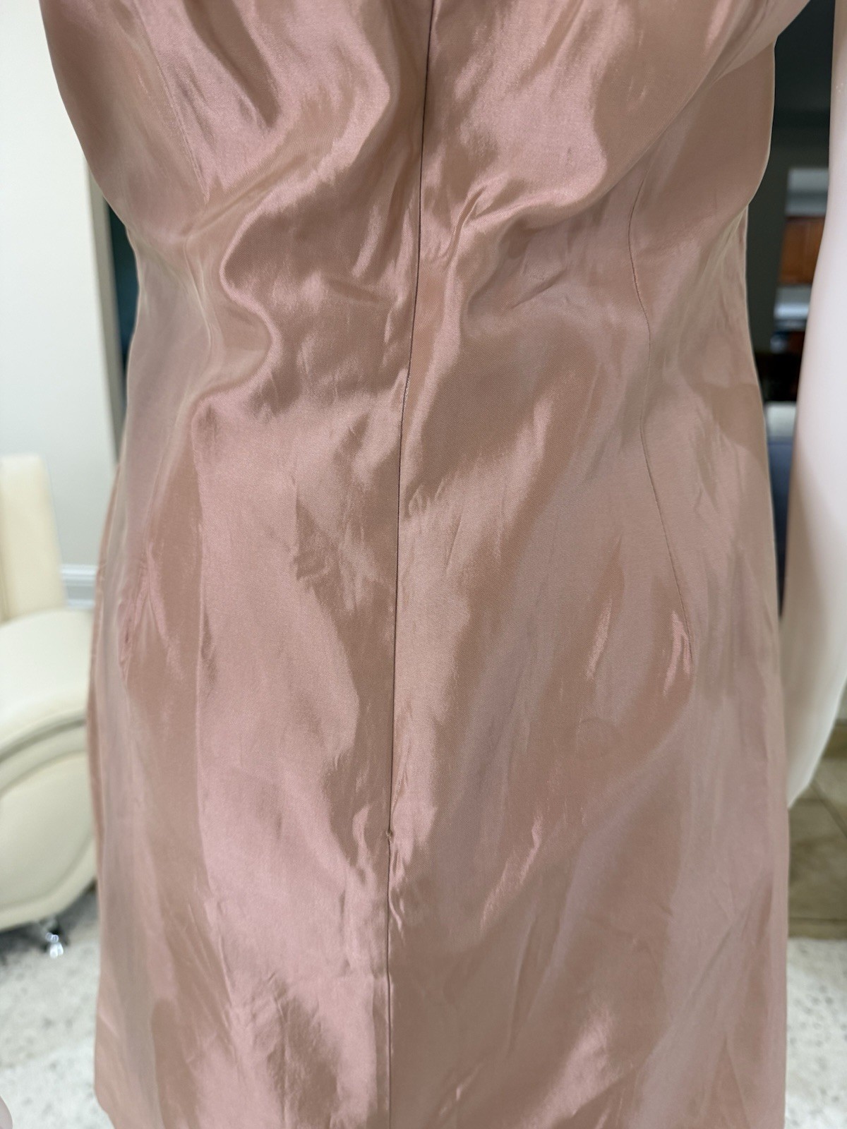 Alexia Admor Blush Satin Strapless Ruched Lined Sheath Knee Dress Size M