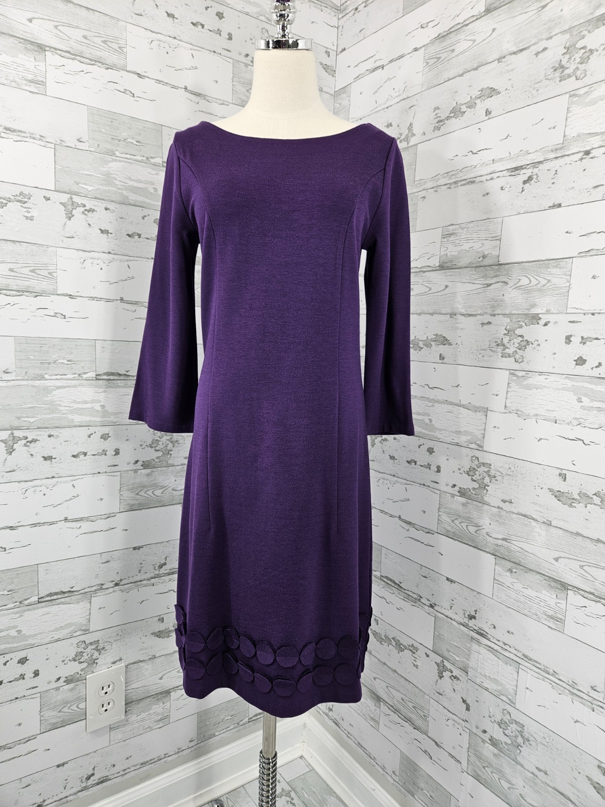 Boden Purple Jersey Knit Sheath Dress 3/4 Sleeve Womens size 6