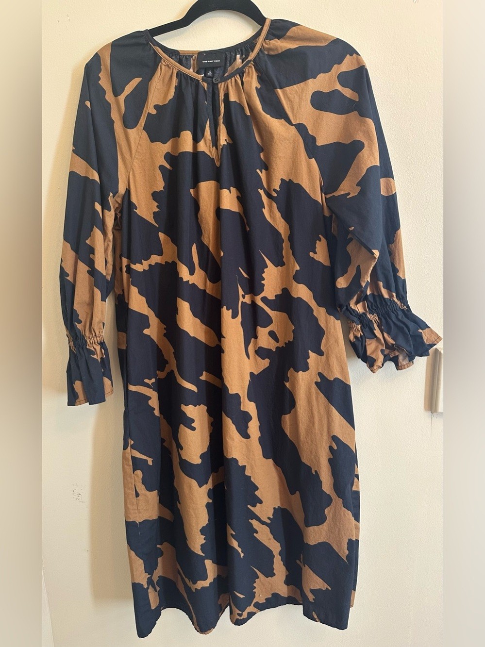 Who What Wear Black and Tan Patterned Women’s 100% Cotton Dress Size Small