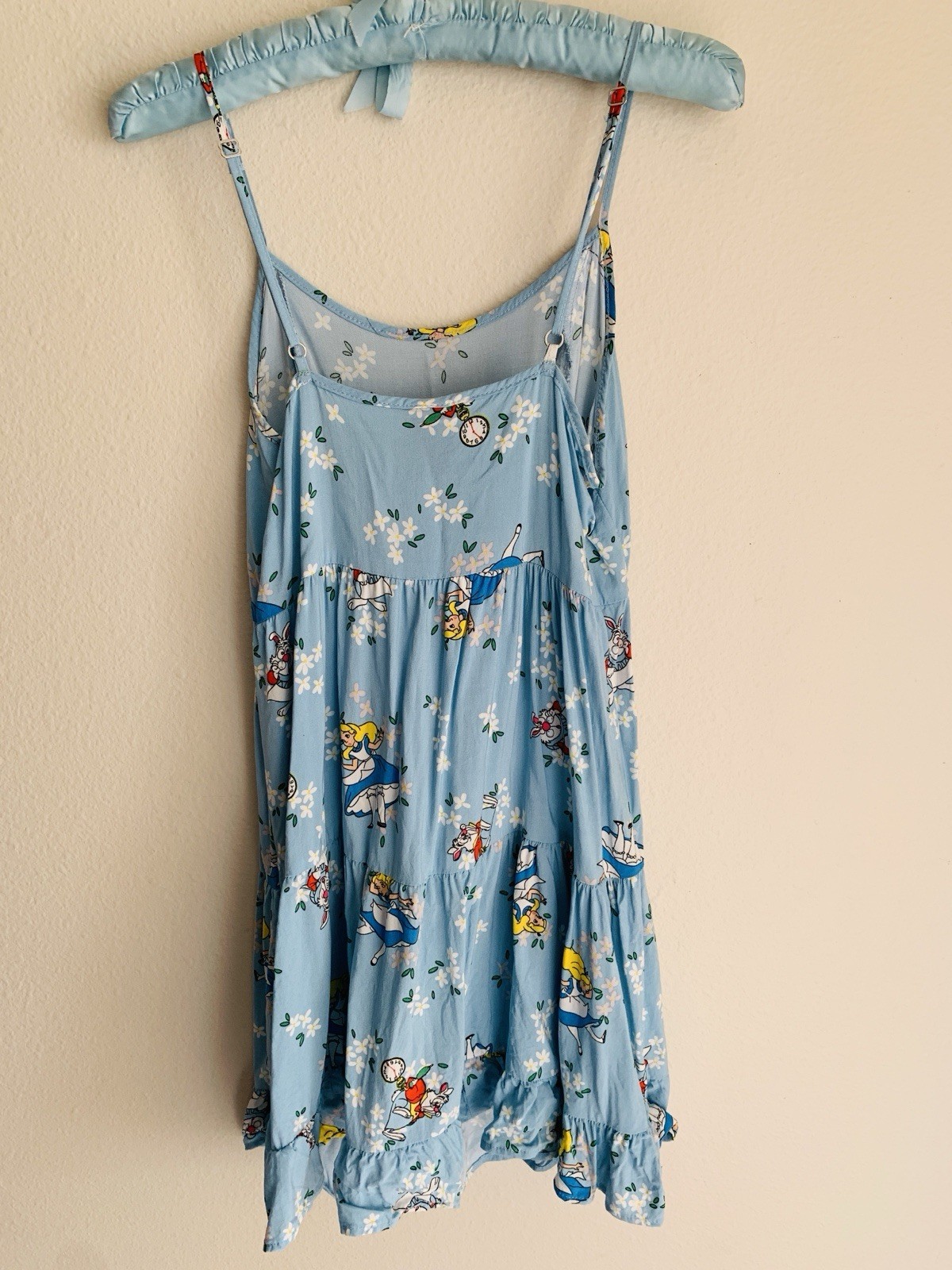 S Juniors Alice In Wonderland Tiered Dress White Rabbit Vintage Disney Cartoon