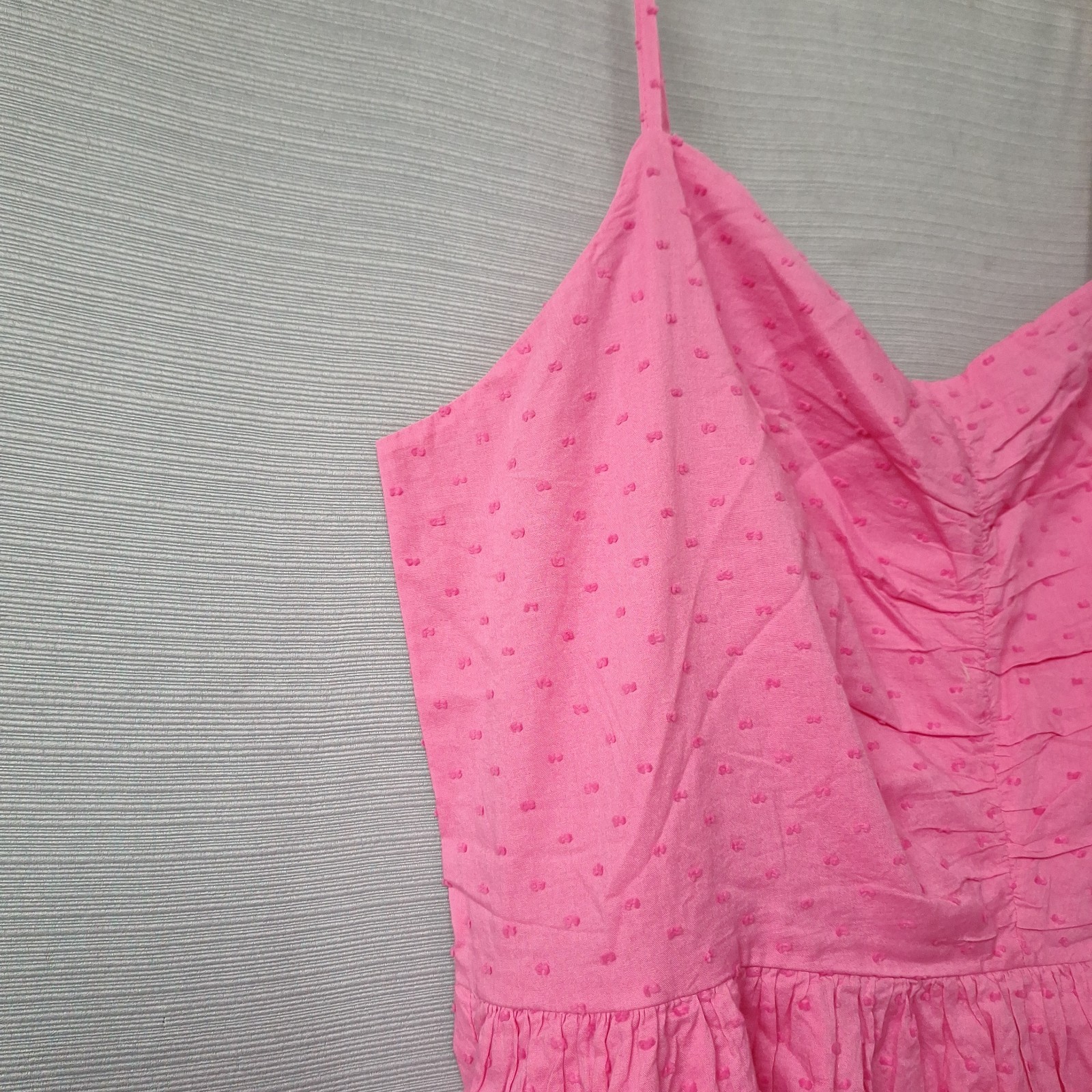 On 34th Pink Dot Sundress Sleeveless Smocking Midi Dress Ruffle Size XL
