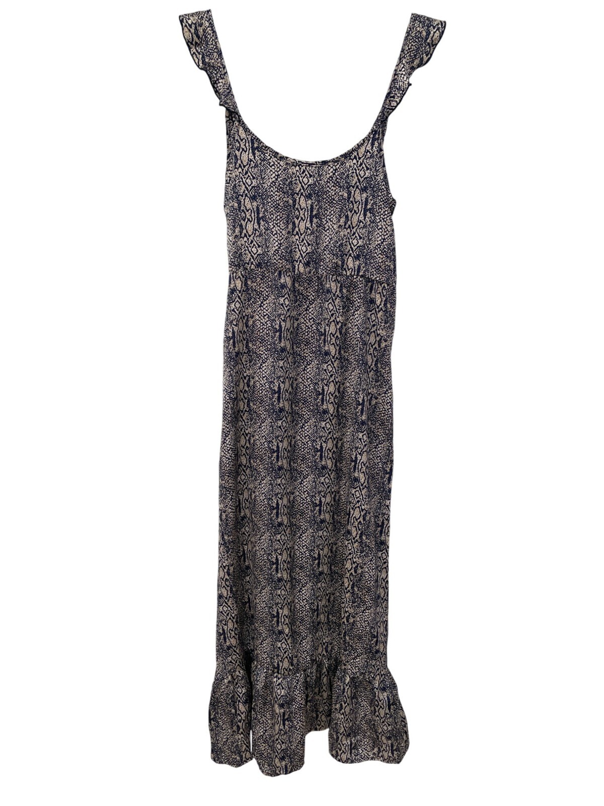 Ivory Love Python Surplice Wrap Midi Dress Size Medium Sleeveless Navy Cream NEW