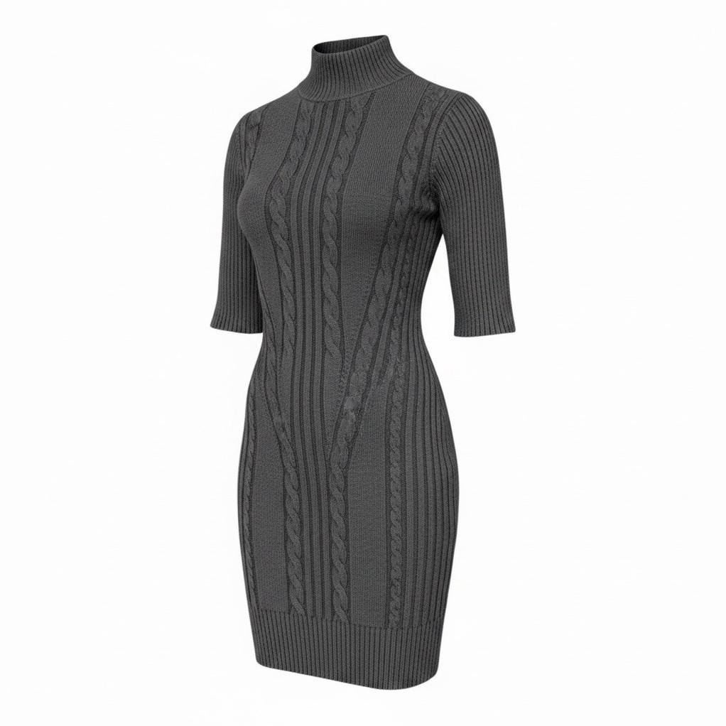 Carmen Marc valvo ribbed midi bodycon sheath slip sweater knit boho chic dress
