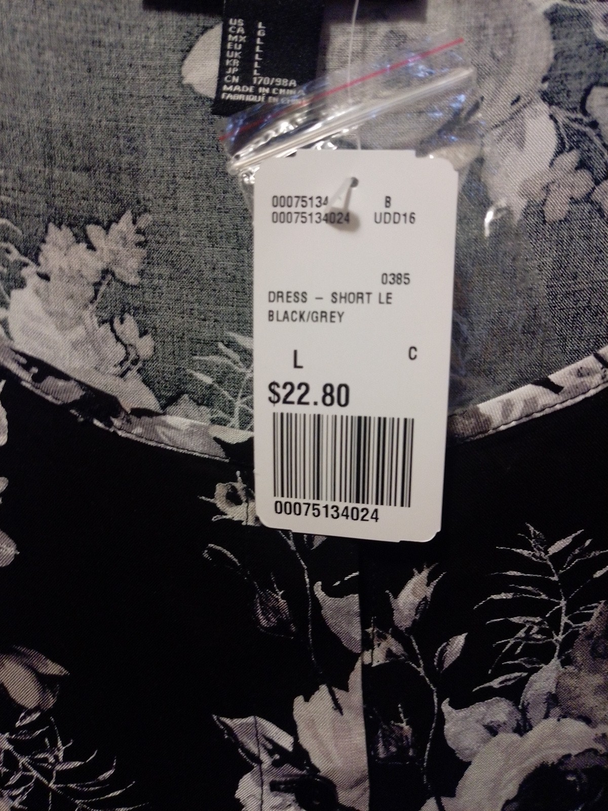 Sexy NWT New FOREVER 21 Black White Rose Print Short Dress Large With Buttons