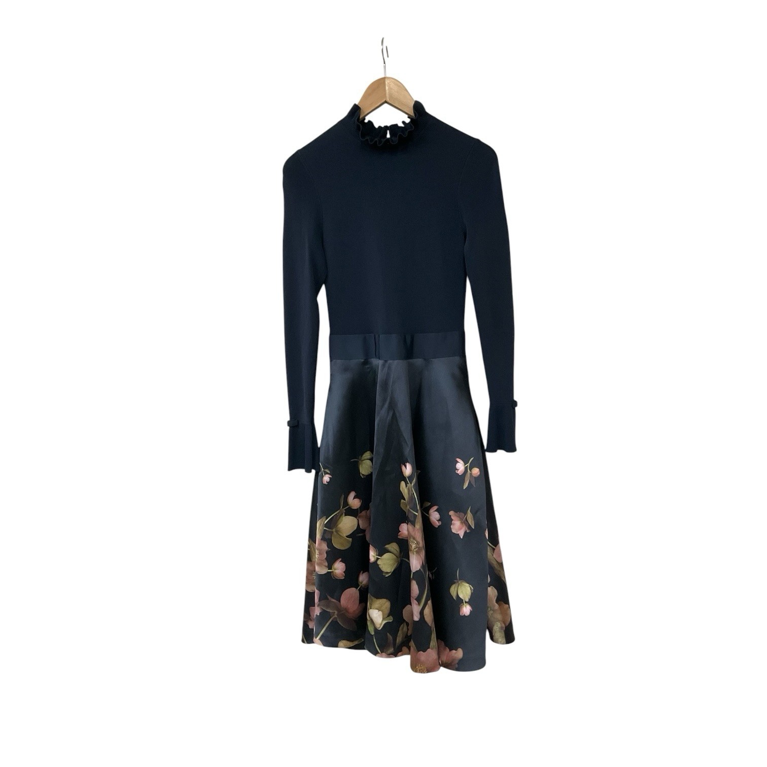 Ted Baker Seema Arboretum Knitted Bodice Dress Navy Blue Floral 1