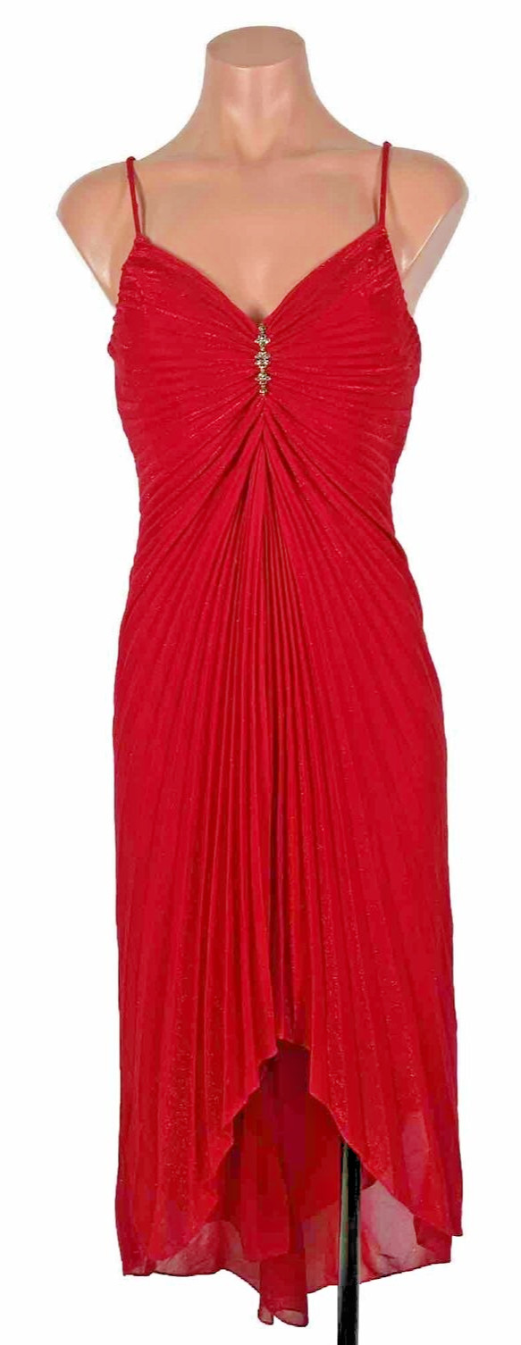 Vintage y2k Kiki USA Marilyn Monroe Red Lame Accordion Shiny Pleated Gown XS NWT