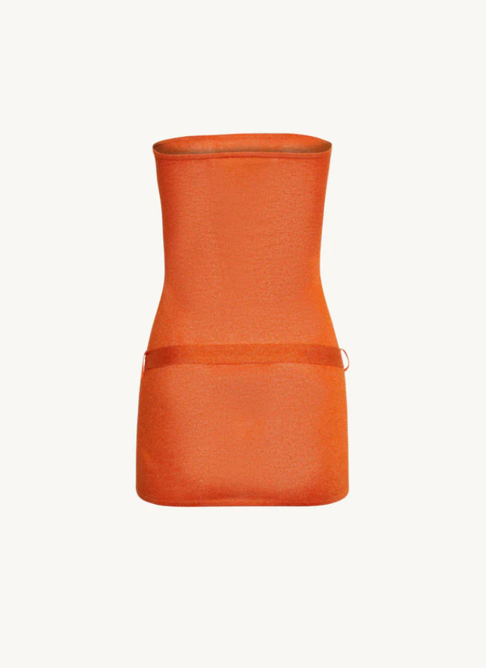 Asta Resort Gisele orange shimmery mini dress XS with attachable belt brand new