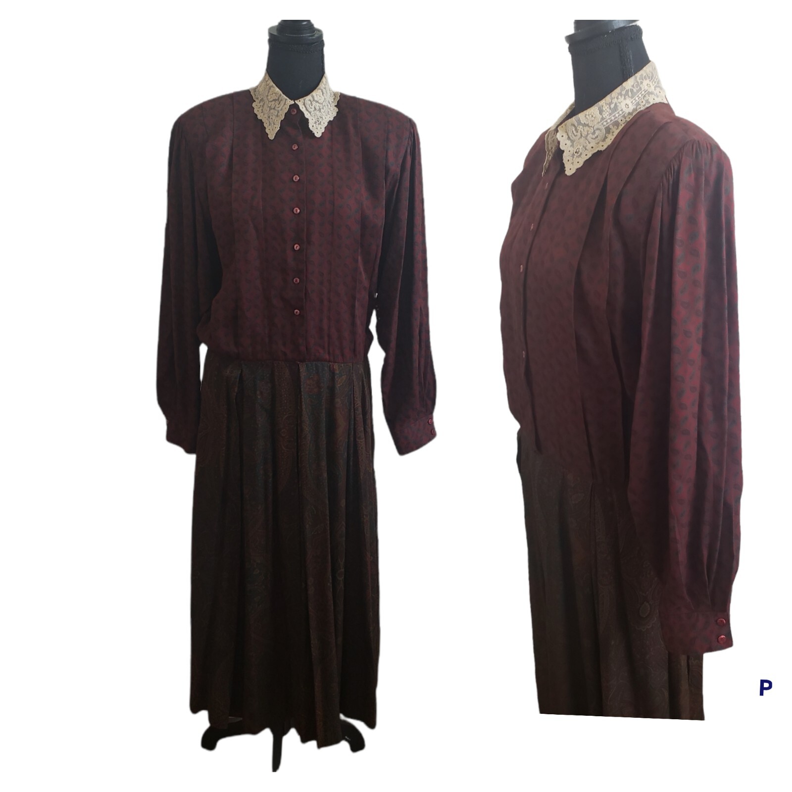 Vintage 1970s Donna Morgan for Non stop paisley maxi dress s 11/12 made in Korea