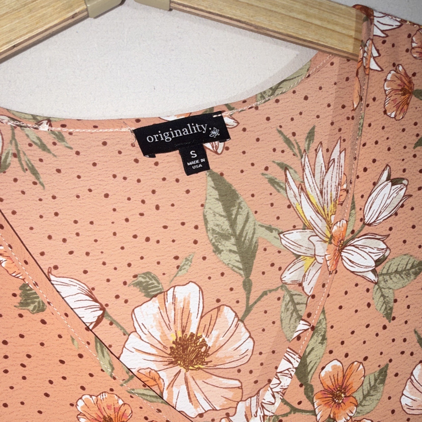 Originality Pink Floral V-Neck Raglan 3/4 Sleeve Babydoll Short Dress S