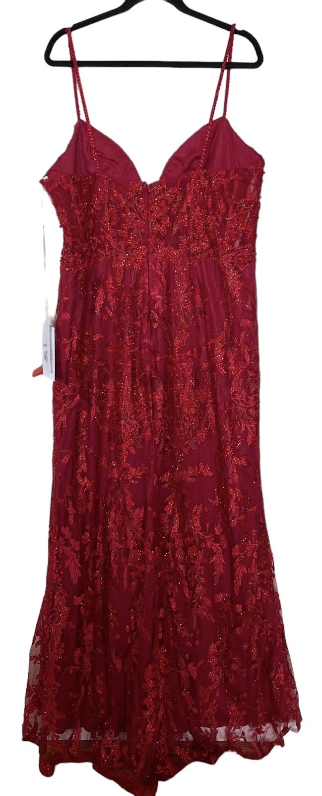 Mac Duggal Gown Dress Womens Size 18 Mermaid Red Lace Sequin Beaded 20330 $798