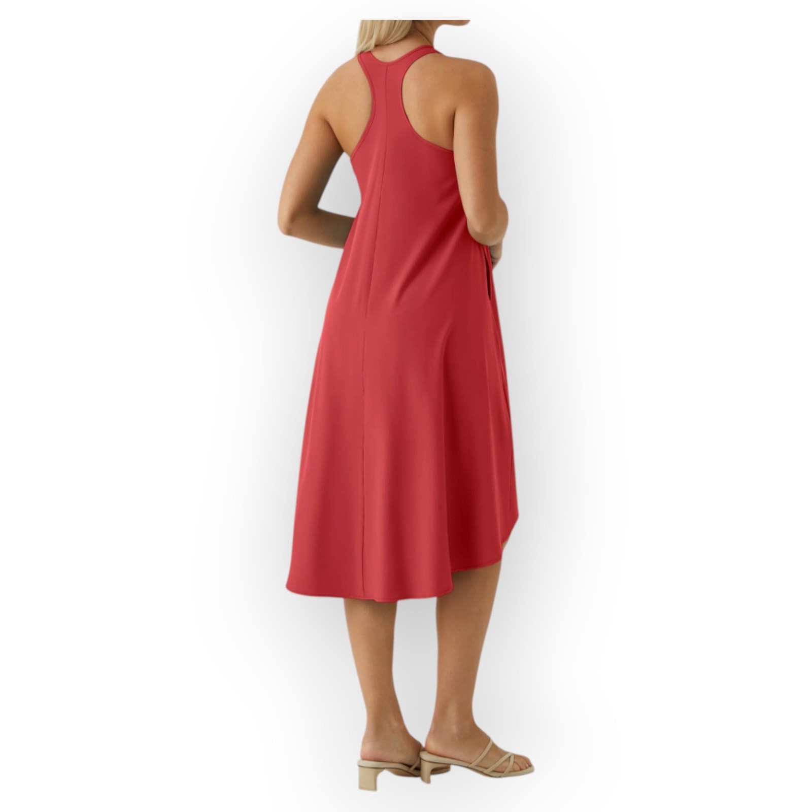 Halara Breezeful High Low Dress Racerback Side Pocket Red Size L – Flowy Casual