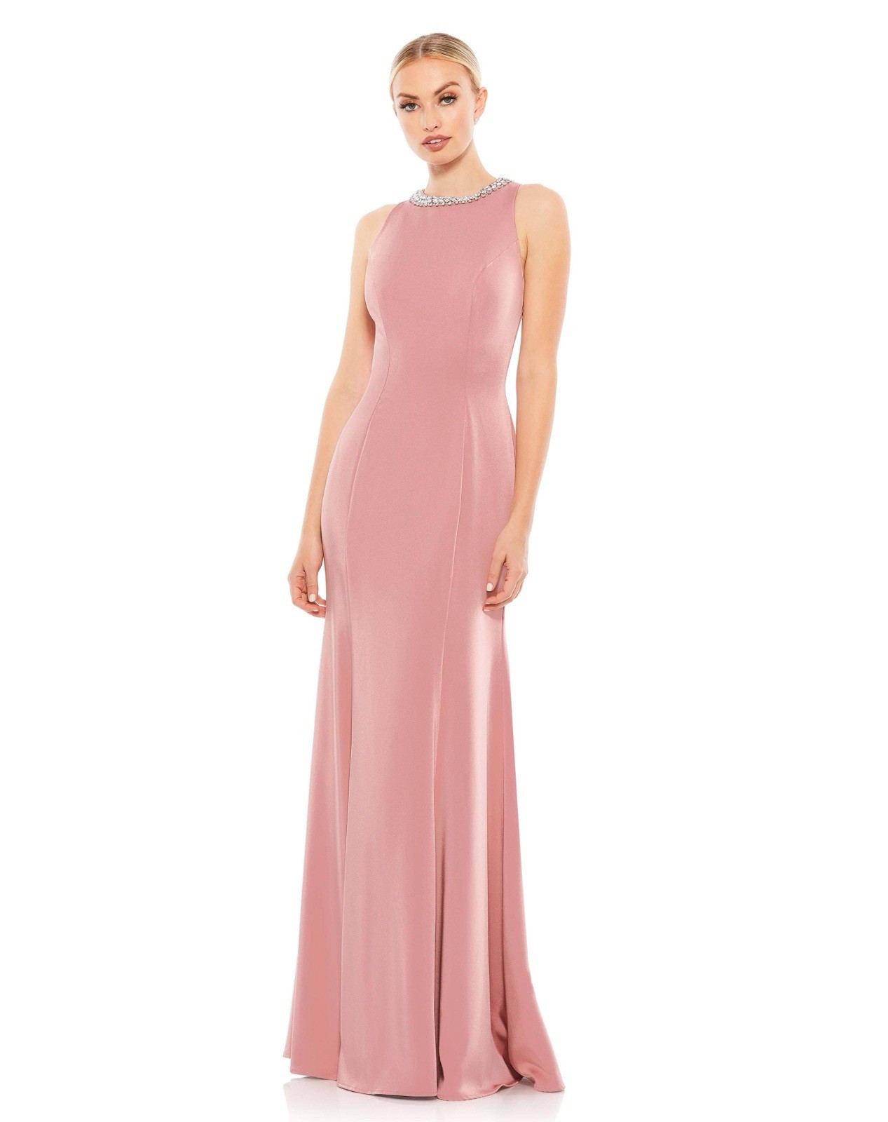 Mac Duggal Size 0 Pink 49093 Embellished Neck Trumpet Prom Formal Gown Dress