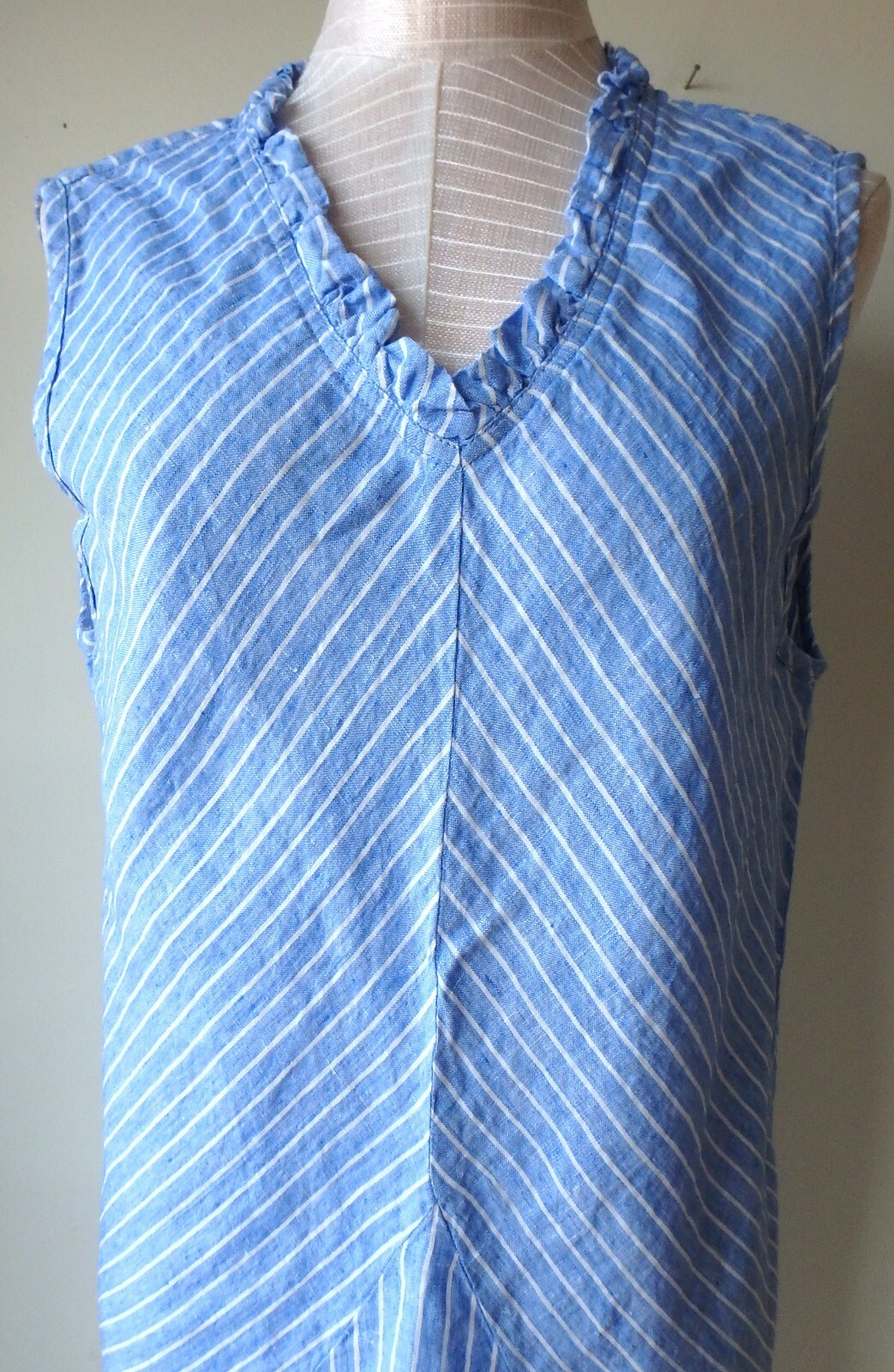 FLAX Designs Linen Dress M & L NWT Special Dress PERIWINKLE STRIPE