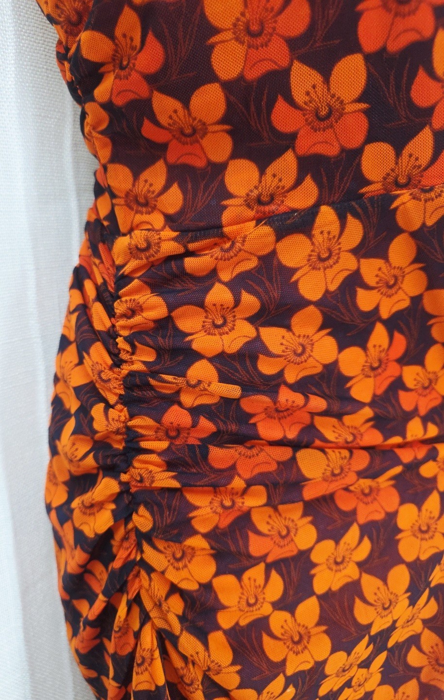 CAbi Reversible Midi Flip Dress Floral & Dots Wide Strap Cinched Accents👗#6370