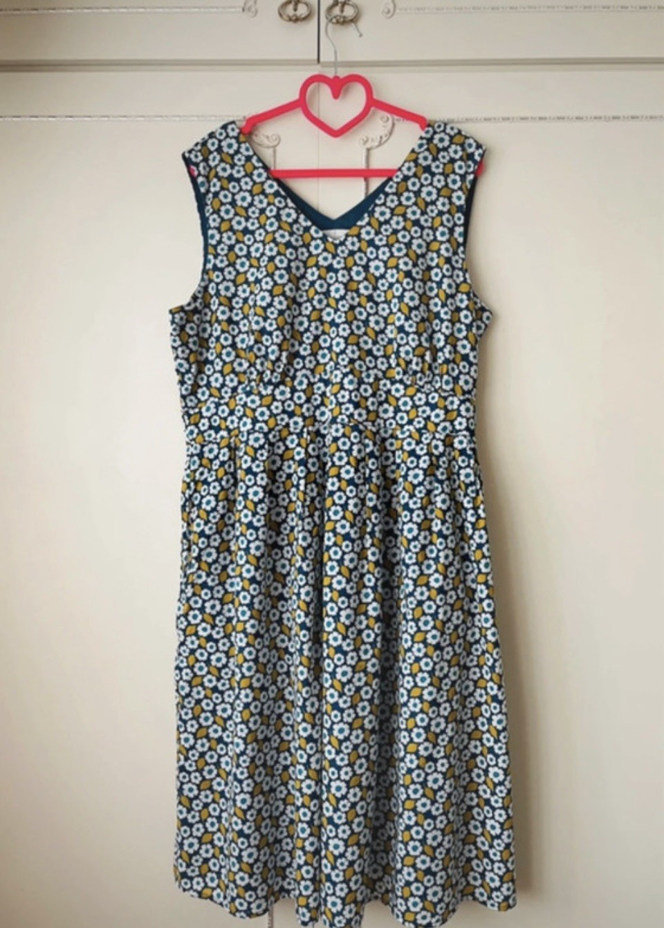 💝 Seasalt ” PICNIC SPOT ” Dress Size 20 Blue Ochre Floral Print