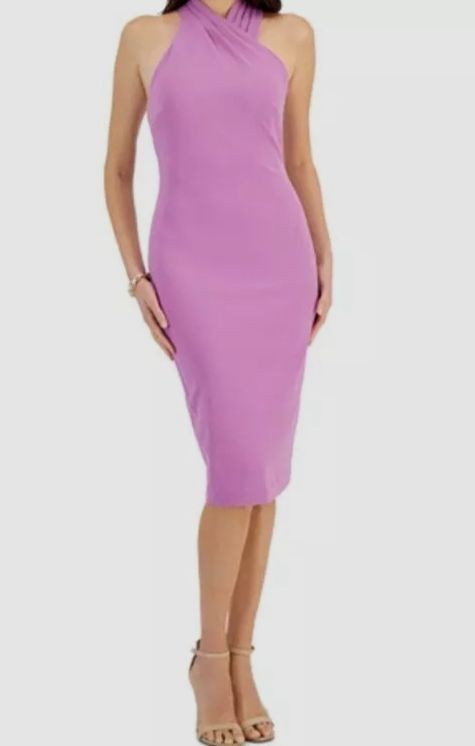Rachel Rachel Roy Women’s Purple Sleeveless Halter Sheath Dress Size Small