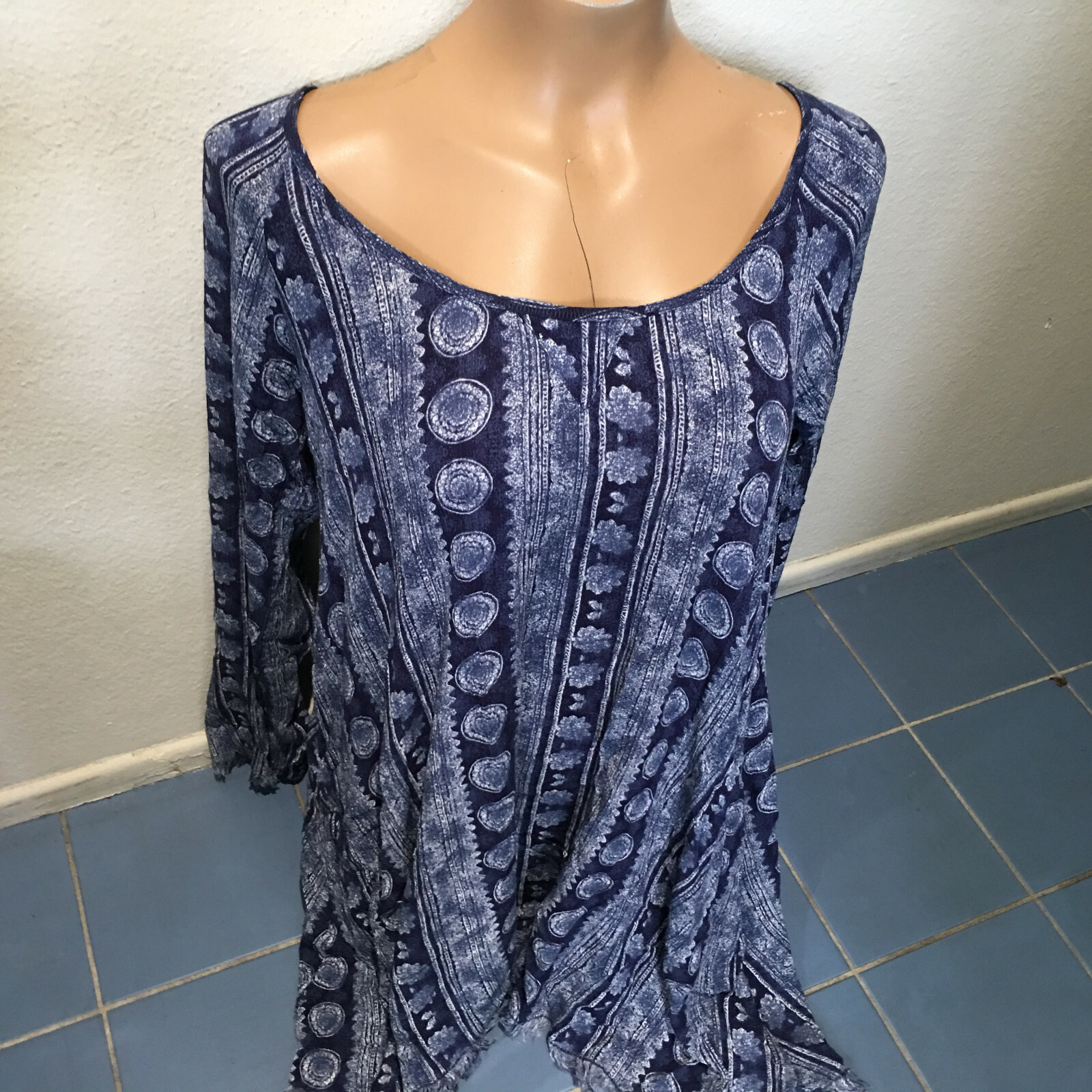 Some Days Lovin Women’s Sz XS Blue Print Casual Long Sleeve Dress w/ Back Tie