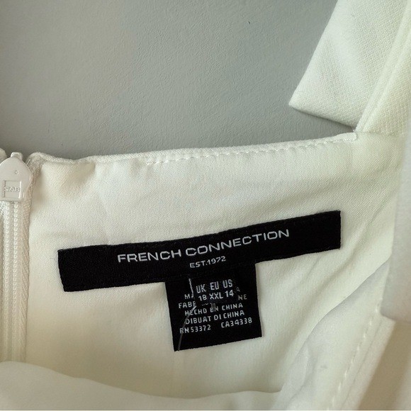 French Connection Whisper Bow Strap Sheath Mini Dress Summer White 14