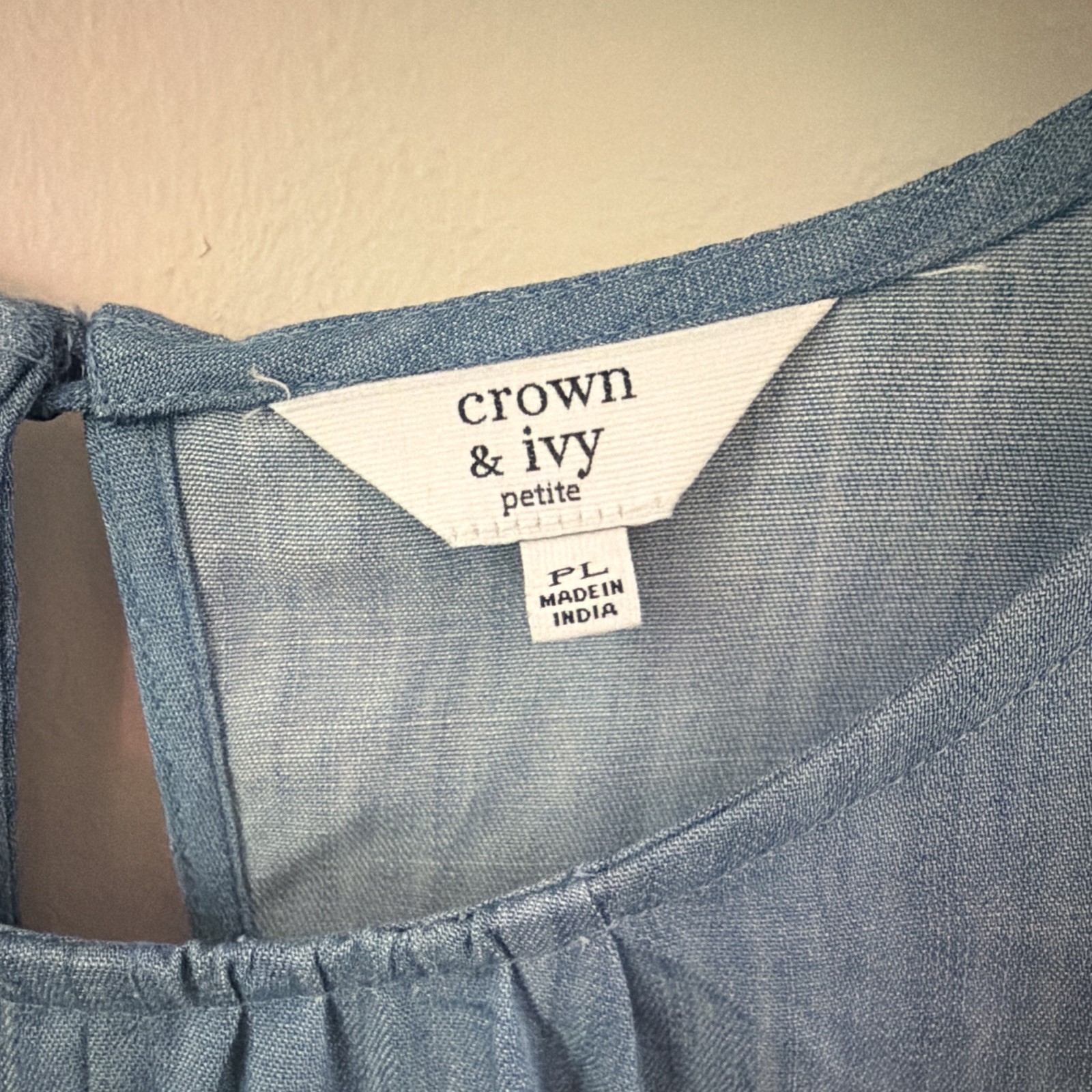 Crown & Ivy Petite PL Blue Solid Sleeveless Maxi Dress Fringe Hem Pullover